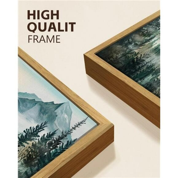 Vintage Mountain Landscape Wall Art Set Rustic Nature Framed Decor 8x16 - Picture 6 of 7